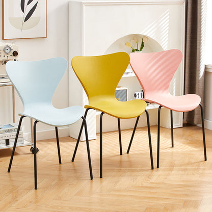 Contemporary Creative Irregular Shape Curved PVC Metal Dining Chair Backrest Armrest For Dining Room