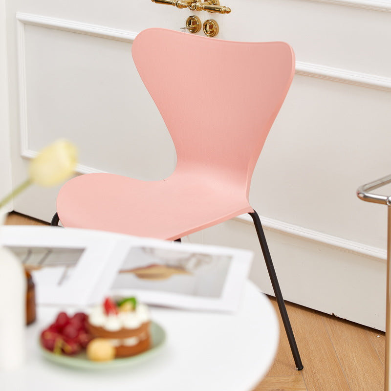 Contemporary Creative Irregular Shape Curved PVC Metal Dining Chair Backrest Armrest For Dining Room