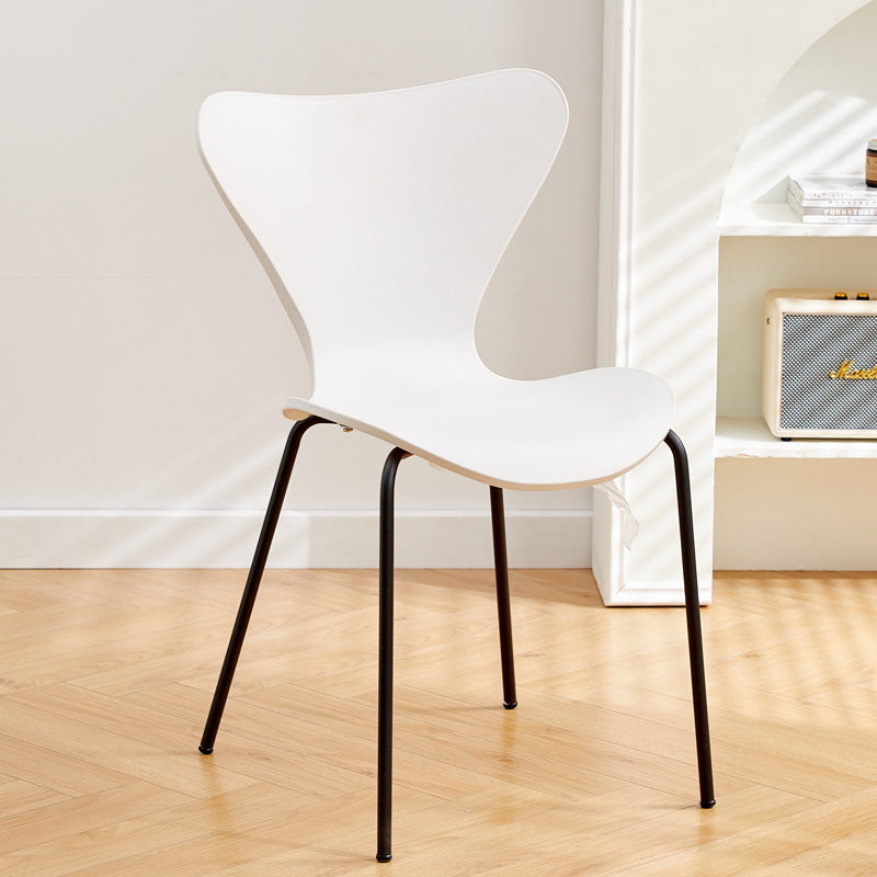 Contemporary Creative Irregular Shape Curved PVC Metal Dining Chair Backrest Armrest For Dining Room