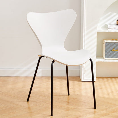 Contemporary Creative Irregular Shape Curved PVC Metal Dining Chair Backrest Armrest For Dining Room