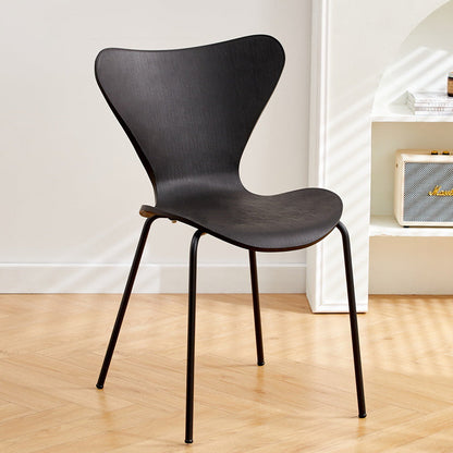 Contemporary Creative Irregular Shape Curved PVC Metal Dining Chair Backrest Armrest For Dining Room