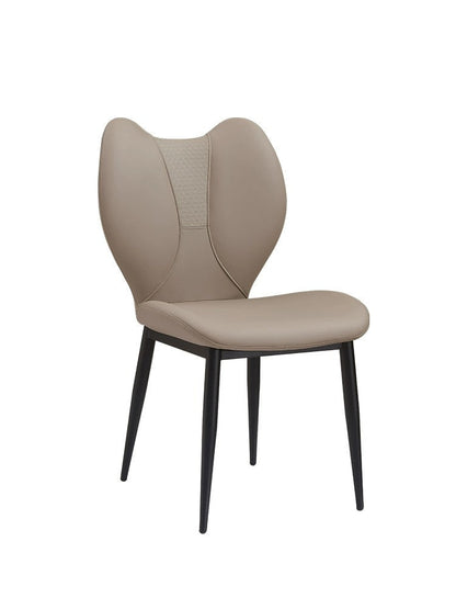 Contemporary Scandinavian Curved Arc Square PU Leather Metal Dining Chair Backrest Armless For Dining Room