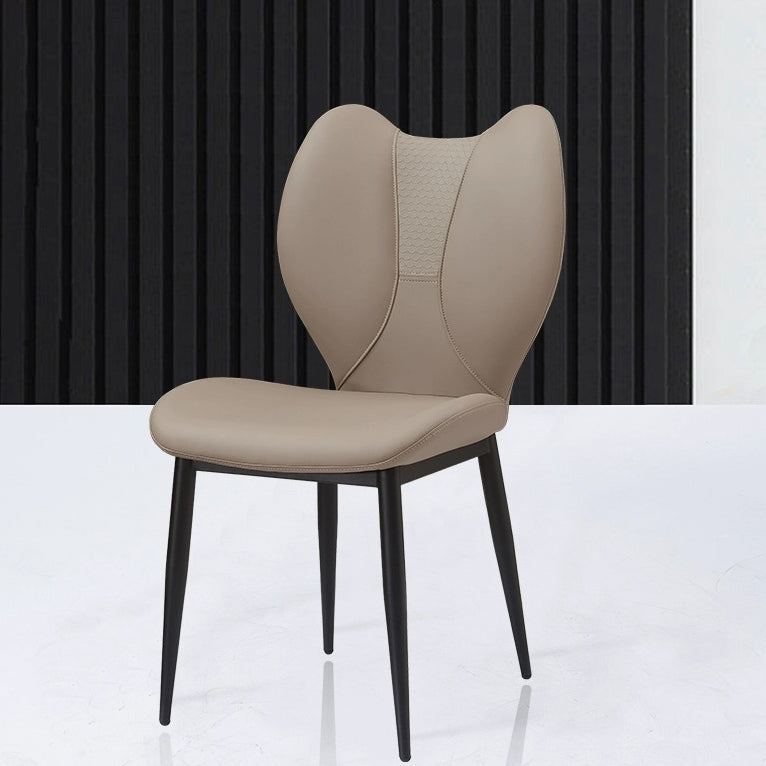 Contemporary Scandinavian Curved Arc Square PU Leather Metal Dining Chair Backrest Armless For Dining Room