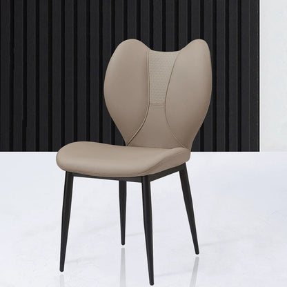 Contemporary Scandinavian Curved Arc Square PU Leather Metal Dining Chair Backrest Armless For Dining Room