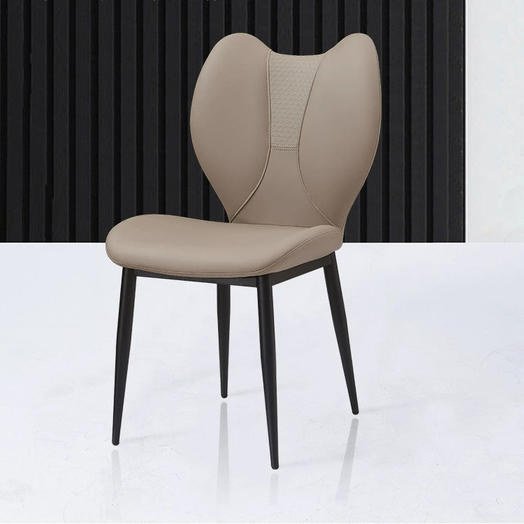 Contemporary Scandinavian Curved Arc Square PU Leather Metal Dining Chair Backrest Armless For Dining Room