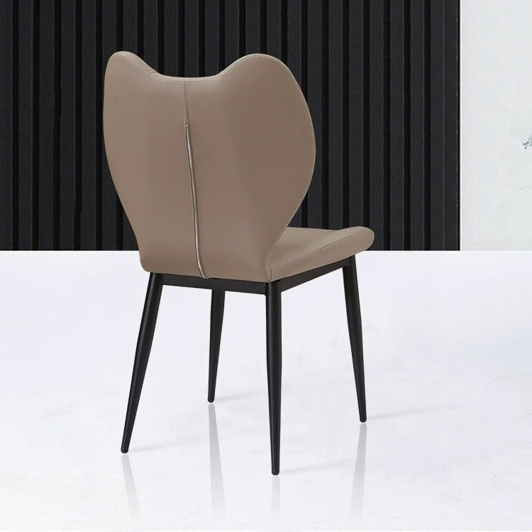 Contemporary Scandinavian Curved Arc Square PU Leather Metal Dining Chair Backrest Armless For Dining Room