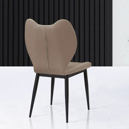 Contemporary Scandinavian Curved Arc Square PU Leather Metal Dining Chair Backrest Armless For Dining Room