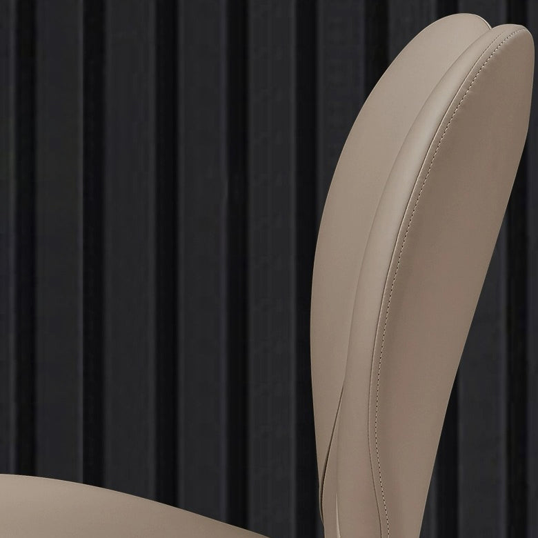Contemporary Scandinavian Curved Arc Square PU Leather Metal Dining Chair Backrest Armless For Dining Room