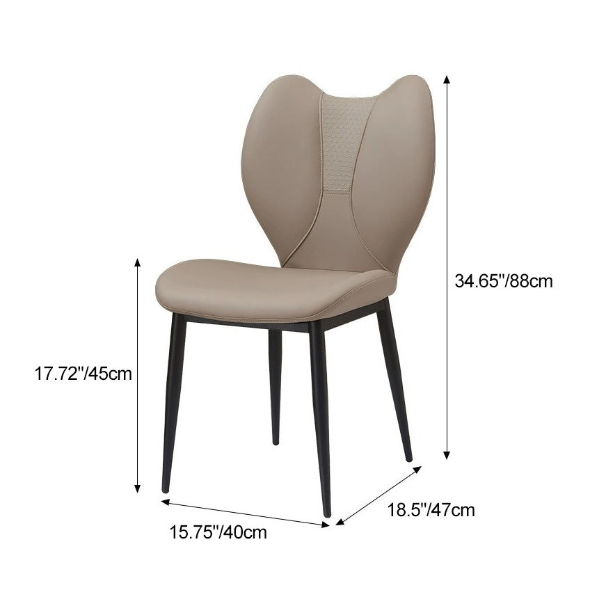 Contemporary Scandinavian Curved Arc Square PU Leather Metal Dining Chair Backrest Armless For Dining Room