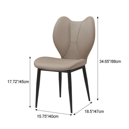 Contemporary Scandinavian Curved Arc Square PU Leather Metal Dining Chair Backrest Armless For Dining Room