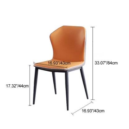 Contemporary Scandinavian Square Curved PU Leather Carbon Steel Dining Chair Backrest Armless For Dining Room