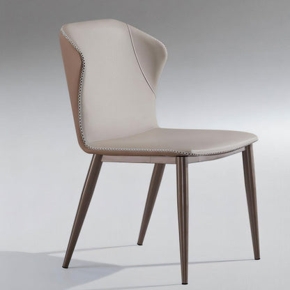 Contemporary Scandinavian Square Curved PU Leather Carbon Steel Dining Chair Backrest Armless For Dining Room