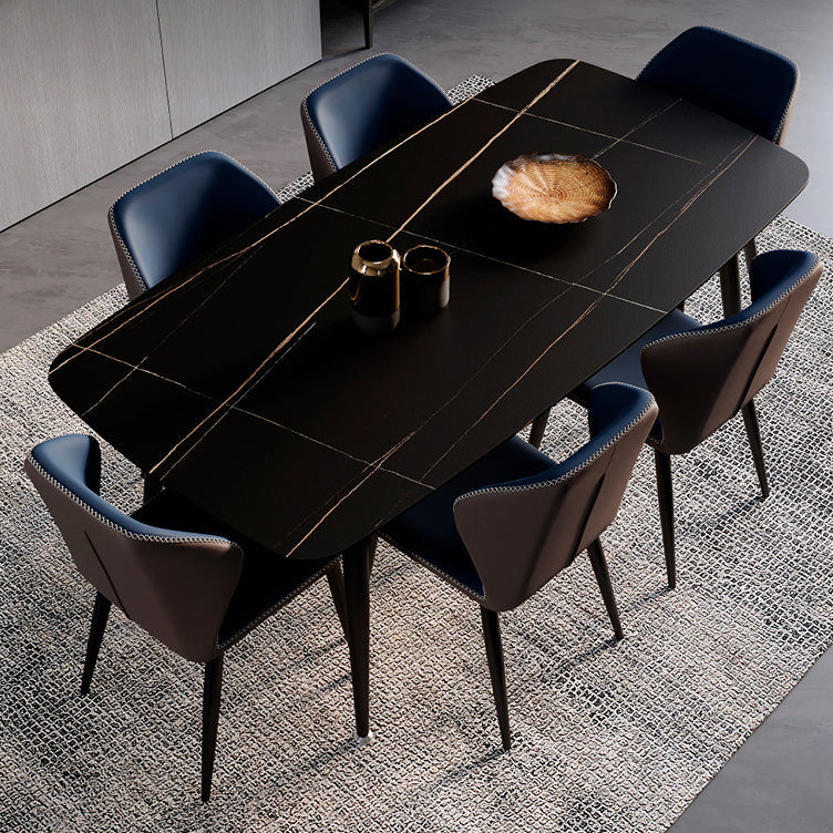 Contemporary Scandinavian Square Curved PU Leather Carbon Steel Dining Chair Backrest Armless For Dining Room