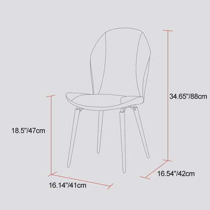 Modern Luxury Curved Oval Microfiber Leather Metal Dining Chair Backrest Armless For Dining Room