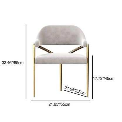 Contemporary Scandinavian Triangle Support Bent Half Round Fabric Metal Dining Chair Backrest Armrest For Dining Room