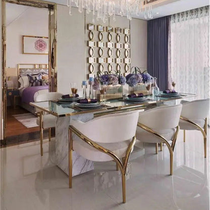 Contemporary Scandinavian Triangle Support Bent Half Round Fabric Metal Dining Chair Backrest Armrest For Dining Room