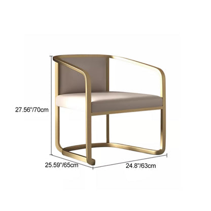 Contemporary Scandinavian Square Round Half Wrap Microfiber Leather Stainless Steel Dining Chair Backrest Armrest For Dining Room