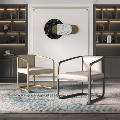 Contemporary Scandinavian Square Round Half Wrap Microfiber Leather Stainless Steel Dining Chair Backrest Armrest For Dining Room