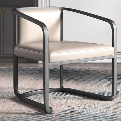 Contemporary Scandinavian Square Round Half Wrap Microfiber Leather Stainless Steel Dining Chair Backrest Armrest For Dining Room