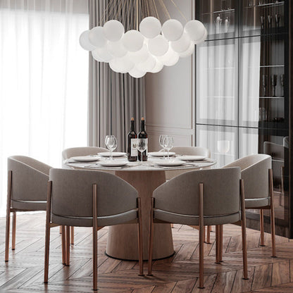 Modern Luxury Half Wrap Rounded Velvet Metal Dining Chair Backrest Armrest For Dining Room