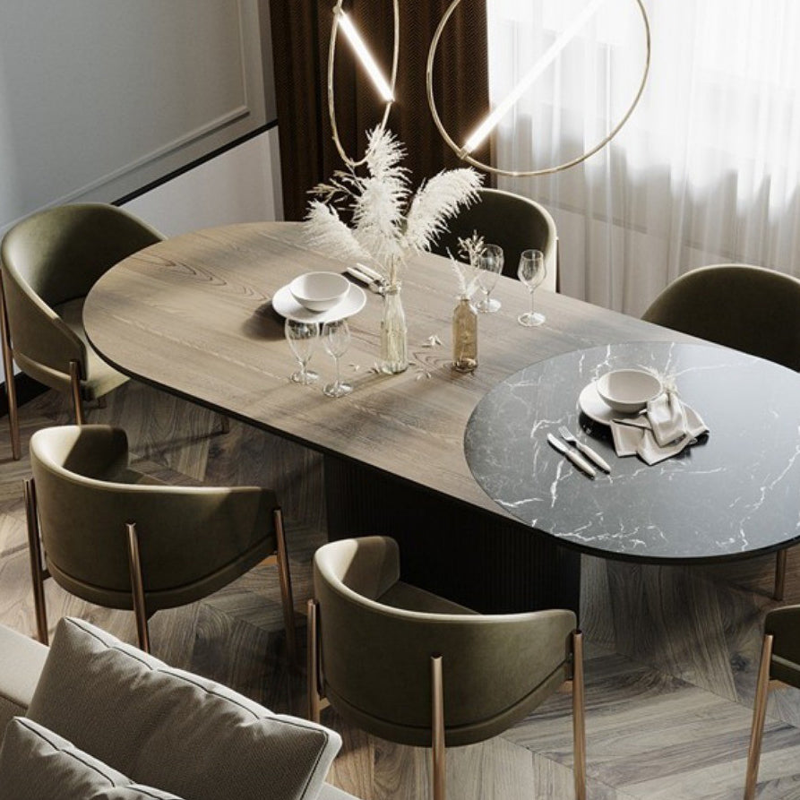 Modern Luxury Half Wrap Rounded Velvet Metal Dining Chair Backrest Armrest For Dining Room