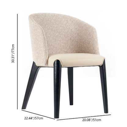 Contemporary Scandinavian Curved Square Fabric Solid Wood Dining Chair Backrest Armless For Dining Room