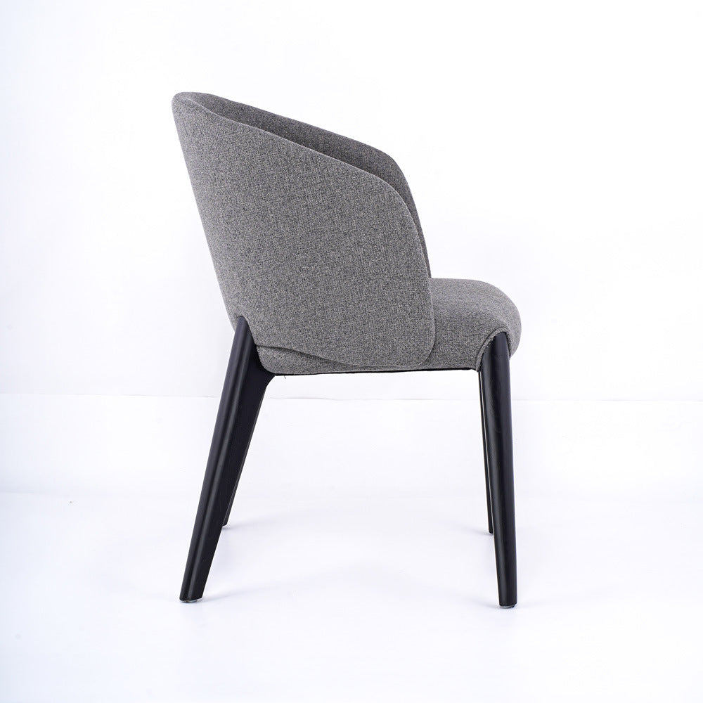 Contemporary Scandinavian Curved Square Fabric Solid Wood Dining Chair Backrest Armless For Dining Room