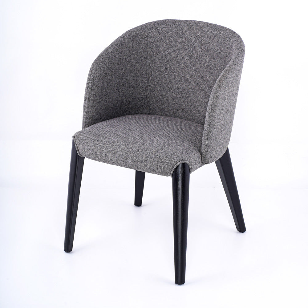 Contemporary Scandinavian Curved Square Fabric Solid Wood Dining Chair Backrest Armless For Dining Room