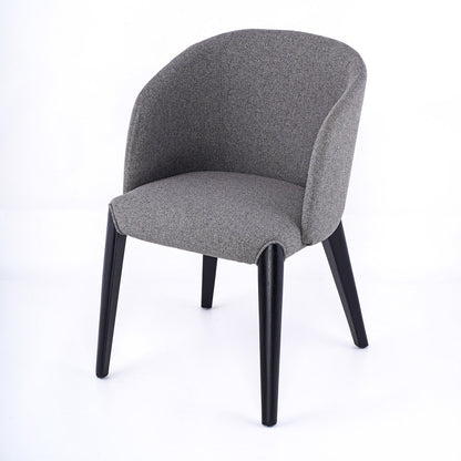 Contemporary Scandinavian Curved Square Fabric Solid Wood Dining Chair Backrest Armless For Dining Room