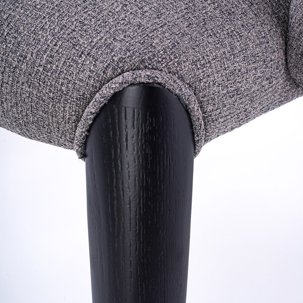 Contemporary Scandinavian Curved Square Fabric Solid Wood Dining Chair Backrest Armless For Dining Room