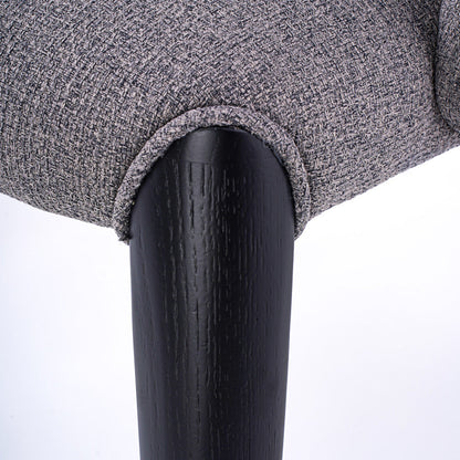 Contemporary Scandinavian Curved Square Fabric Solid Wood Dining Chair Backrest Armless For Dining Room