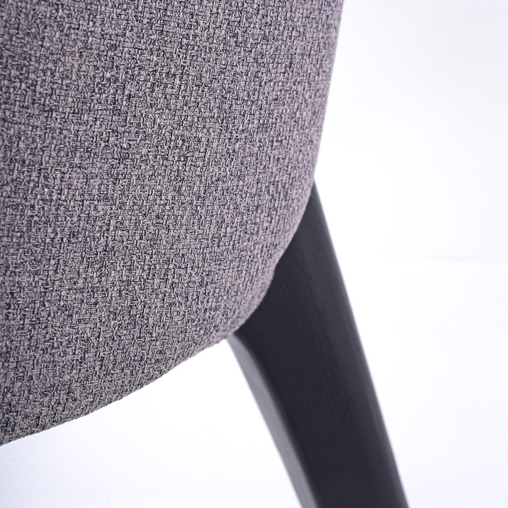 Contemporary Scandinavian Curved Square Fabric Solid Wood Dining Chair Backrest Armless For Dining Room