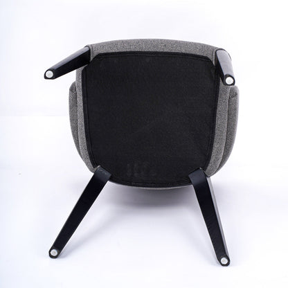 Contemporary Scandinavian Curved Square Fabric Solid Wood Dining Chair Backrest Armless For Dining Room