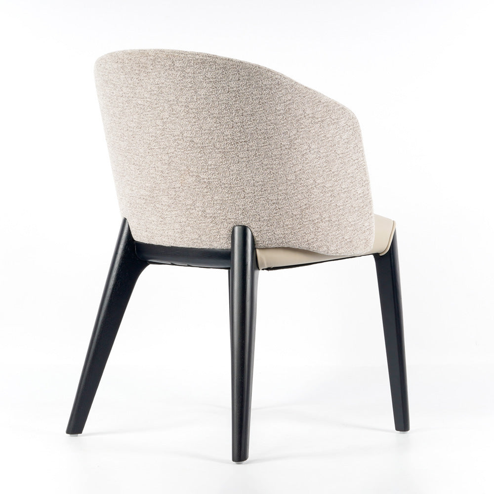 Contemporary Scandinavian Curved Square Fabric Solid Wood Dining Chair Backrest Armless For Dining Room