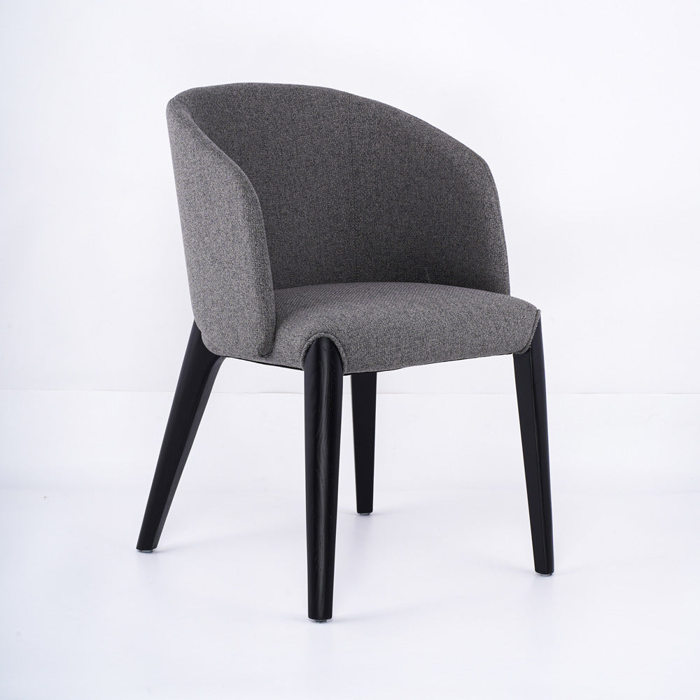 Contemporary Scandinavian Curved Square Fabric Solid Wood Dining Chair Backrest Armless For Dining Room