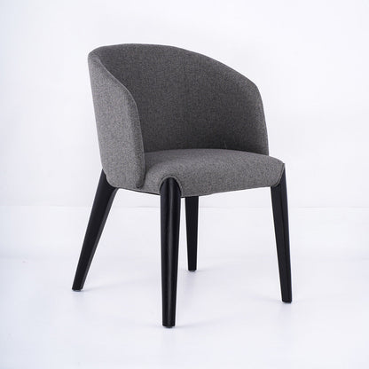 Contemporary Scandinavian Curved Square Fabric Solid Wood Dining Chair Backrest Armless For Dining Room