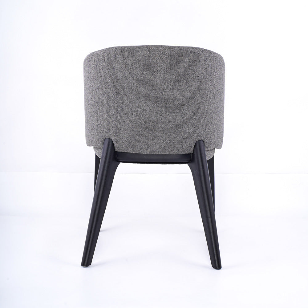 Contemporary Scandinavian Curved Square Fabric Solid Wood Dining Chair Backrest Armless For Dining Room