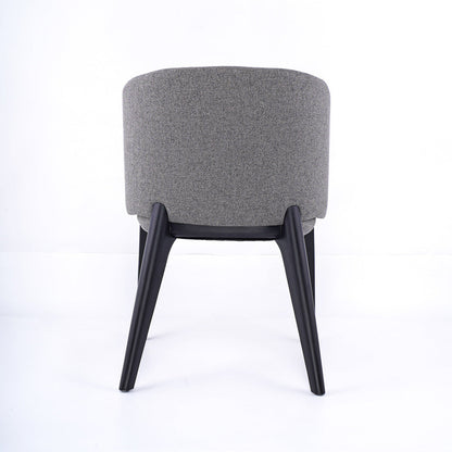 Contemporary Scandinavian Curved Square Fabric Solid Wood Dining Chair Backrest Armless For Dining Room