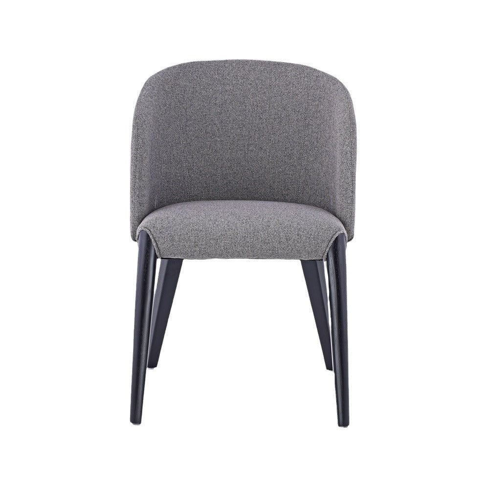 Contemporary Scandinavian Curved Square Fabric Solid Wood Dining Chair Backrest Armless For Dining Room