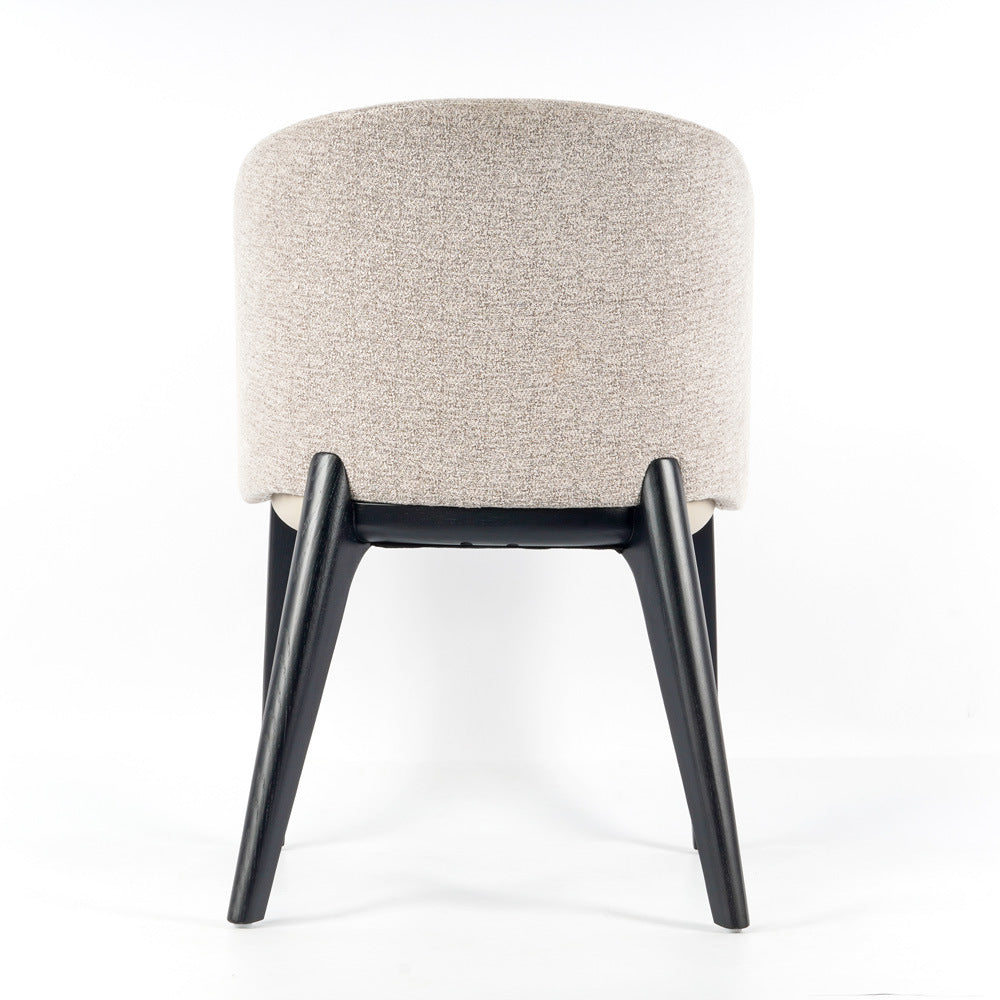 Contemporary Scandinavian Curved Square Fabric Solid Wood Dining Chair Backrest Armless For Dining Room