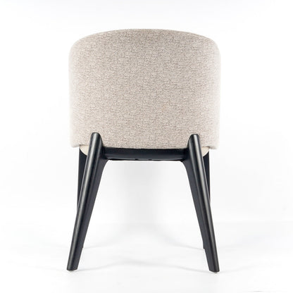 Contemporary Scandinavian Curved Square Fabric Solid Wood Dining Chair Backrest Armless For Dining Room