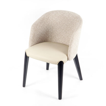 Contemporary Scandinavian Curved Square Fabric Solid Wood Dining Chair Backrest Armless For Dining Room