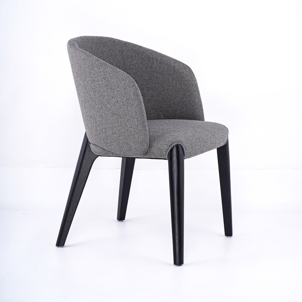 Contemporary Scandinavian Curved Square Fabric Solid Wood Dining Chair Backrest Armless For Dining Room