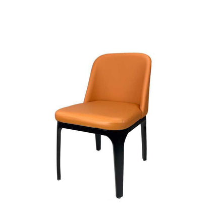 Contemporary Scandinavian Rectangular Square Rounded Leather Metal Dining Chair Backrest For Dining Room