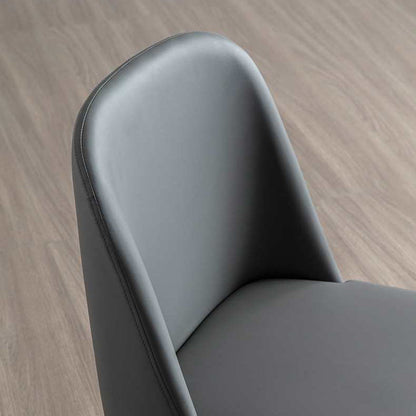 Contemporary Scandinavian Rectangular Square Rounded Leather Metal Dining Chair Backrest For Dining Room