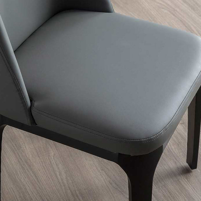 Contemporary Scandinavian Rectangular Square Rounded Leather Metal Dining Chair Backrest For Dining Room