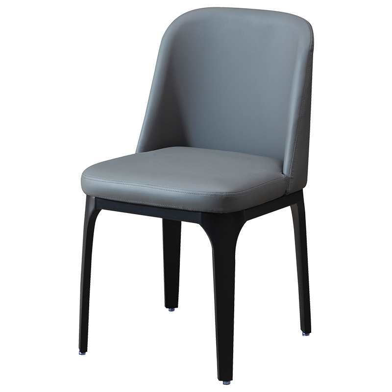 Contemporary Scandinavian Rectangular Square Rounded Leather Metal Dining Chair Backrest For Dining Room
