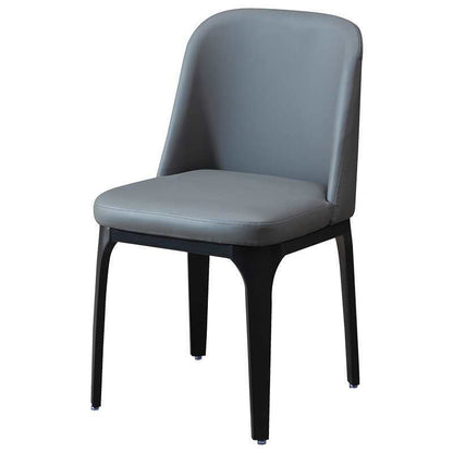 Contemporary Scandinavian Rectangular Square Rounded Leather Metal Dining Chair Backrest For Dining Room