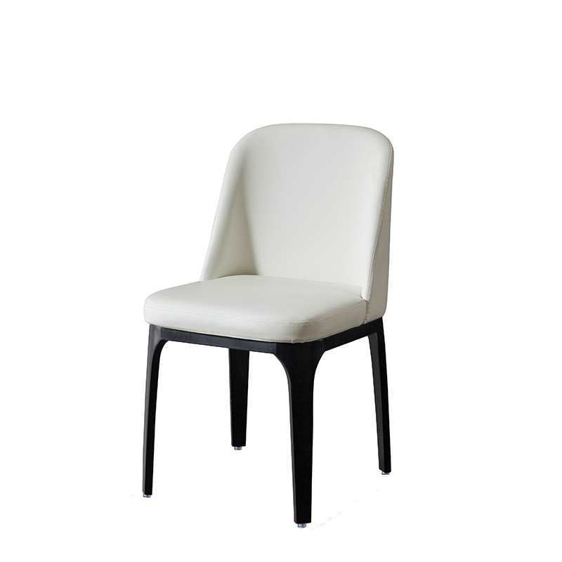 Contemporary Scandinavian Rectangular Square Rounded Leather Metal Dining Chair Backrest For Dining Room