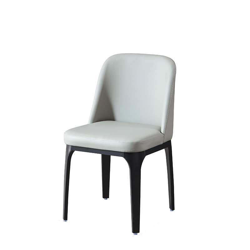 Contemporary Scandinavian Rectangular Square Rounded Leather Metal Dining Chair Backrest For Dining Room